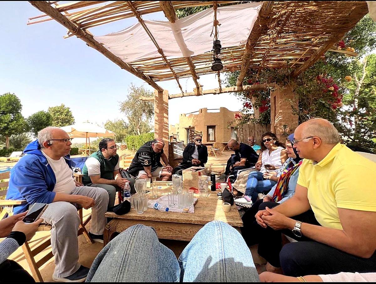 Club gathering at a Fayoum ecolodge